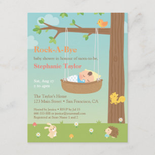 Woodland Animals Rock A Dag Baby shower Kaart