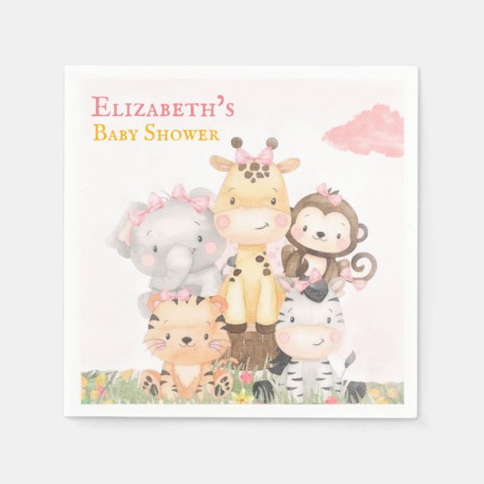 Woodland Animals | Roze Baby shower van geverfd me Servet (Voorkant)