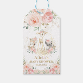 Woodland Animals Roze Bloemen Baby shower Favor Cadeaulabel