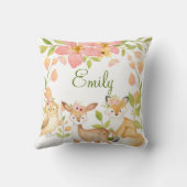Woodland Animals Roze Bloemen Gepersonaliseerd Kussen (Achterkant)