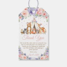 Woodland Animals Roze en Paarse Bloemen Dank u