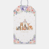 Woodland Animals Roze en Paarse Bloemen Dank u Cadeaulabel (Achterkant)