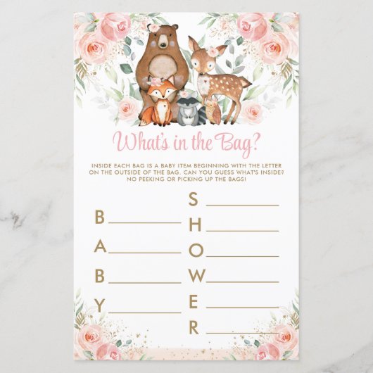 Woodland Animals roze Floral wat zit er in de tas (Voorkant)