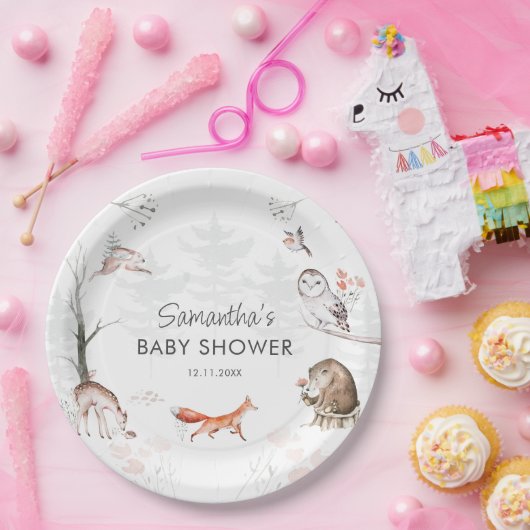 Woodland Animals Rustic Forest Baby shower Papieren Bordje (Feest)