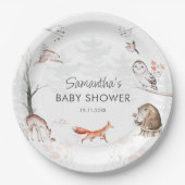 Woodland Animals Rustic Forest Baby shower Papieren Bordje (Voorkant)