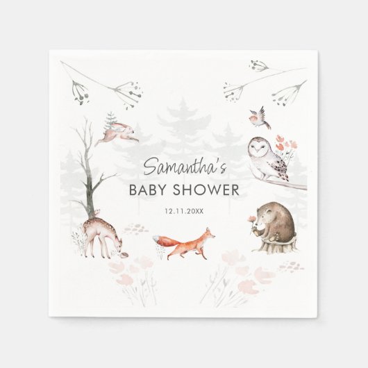 Woodland Animals Rustic Forest Baby shower Servet (Voorkant)