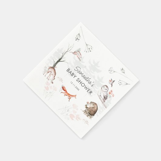 Woodland Animals Rustic Forest Baby shower Servet (Hoek)