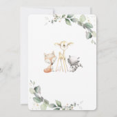 Woodland Animals Rustic Greenery Leafy Baby shower Kaart (Achterkant)