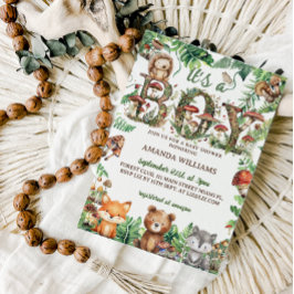 Woodland Animals Rustiek Schattige Jongen Baby sho Kaart