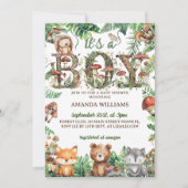 Woodland Animals Rustiek Schattige Jongen Baby sho Kaart (Voorkant)