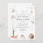 Woodland Animals Rustiek Script Baby shower Kaart (Voorkant / Achterkant)