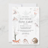 Woodland Animals Rustiek Script Baby shower Kaart (Voorkant)