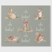 Woodland Animals Sage Oh Baby Wrapping Paper Cadeaupapier (Vlak)