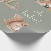 Woodland Animals Sage Oh Baby Wrapping Paper Cadeaupapier (Hoek)