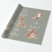 Woodland Animals Sage Oh Baby Wrapping Paper Cadeaupapier (Uitgerold)