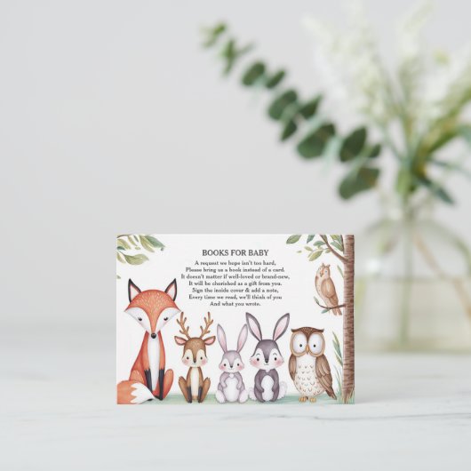 Woodland Animals Schattige Baby shower Informatiekaartje (Staand voorkant)