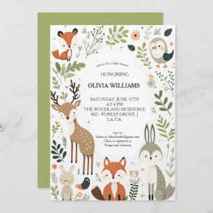 Woodland Animals Schattige Baby shower Kaart