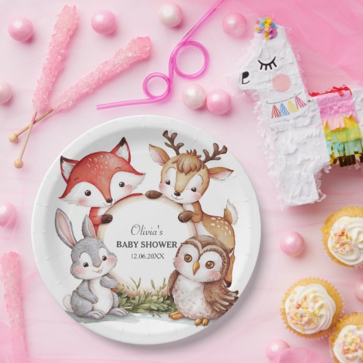 Woodland Animals Schattige Baby shower Papieren Bordje (Feest)