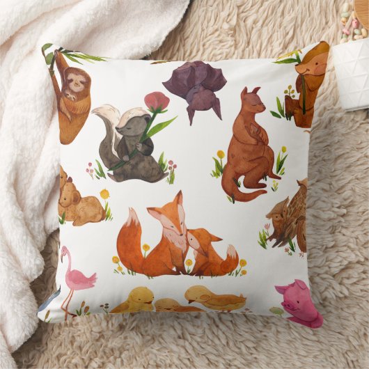Woodland Animals - Schattige Bos Creature Pattern Kussen (Deken)