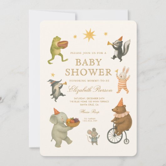 Woodland Animals Schattige Circus Baby shower Kaart (Voorkant)
