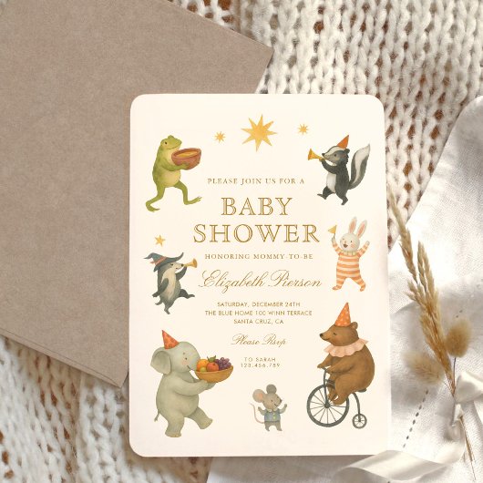Woodland Animals Schattige Circus Baby shower Kaart