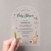 Woodland Animals Script-Baby shower Acryl Uitnodigingen (Insitu (Draagbaar))