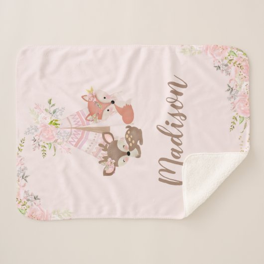 Woodland Animals Sherpa Deken (Voorkant (horizontaal))