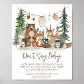 Woodland Animals Shower Don't Say Baby Sign Poster (Voorkant)