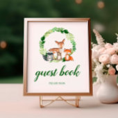 Woodland Animals Shower Guest Book Pedestal Sign Poster