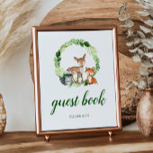 Woodland Animals Shower Guest Book Pedestal Sign Poster