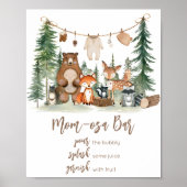 Woodland Animals Shower Late Night Diapers Sign Poster (Voorkant)