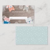 Woodland Animals Sneeuw Blauwe Luier Raffle Ticket Informatiekaartje (Voorkant / Achterkant)