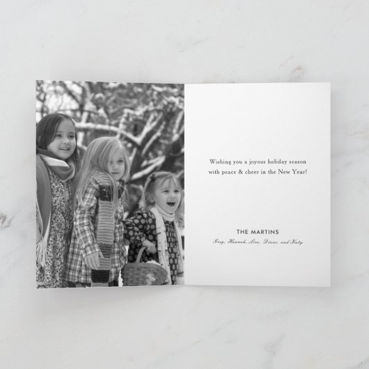 Woodland Animals Sneeuw Wereldbol Wit Foto Kerst Kaart (Binnen)