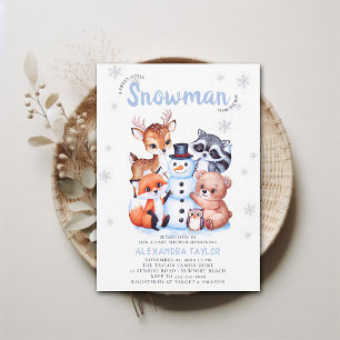 Woodland Animals Sneeuwman Winter Boy Baby shower Kaart