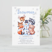 Woodland Animals Sneeuwman Winter Boy Baby shower Kaart (Staand voorkant)