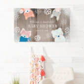 Woodland Animals Sneeuwvlok Baby shower Welkom Spandoek (Insitu)