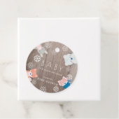Woodland Animals Sneeuwvlok Hout Blauw Baby shower Bedankjes Labels (In situ)