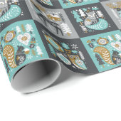 Woodland Animals Sneeuwvlokken Scandinavische Kers Cadeaupapier (Rol Hoek)