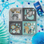 Woodland Animals Sneeuwvlokken Scandinavische Kers Papieren Bordje (Feest)