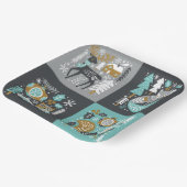 Woodland Animals Sneeuwvlokken Scandinavische Kers Papieren Bordje (Gebogen)