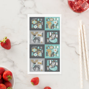 Woodland Animals Sneeuwvlokken Scandinavische Kers Servet