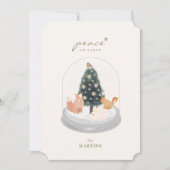 Woodland Animals Snow Wereldbol Gouden Kerst Kaart (Voorkant)