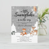 Woodland Animals Snowflake Baby shower Kaart (Staand voorkant)
