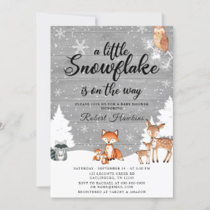 Woodland Animals Snowflake Baby shower Kaart