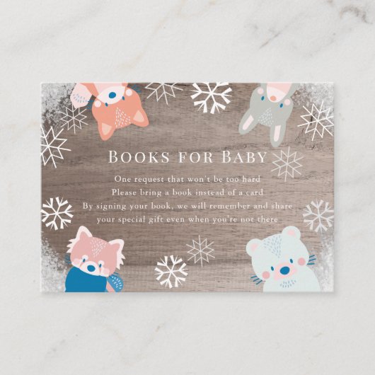 Woodland Animals Snowflake Blue Book Request Informatiekaartje (Voorkant)