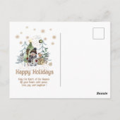 Woodland Animals Snowman Kerst Blauwgroen blauw Briefkaart (Achterkant)