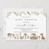 Woodland Animals Spring Baby shower Invitation Kaart (Voorkant)