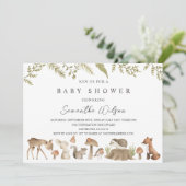 Woodland Animals Spring Baby shower Invitation Kaart (Staand voorkant)