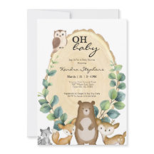 Woodland Animals Spring Baby shower Invitation