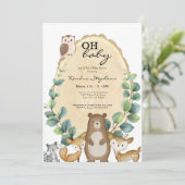 Woodland Animals Spring Baby shower Invitation Kaart (Staand voorkant)